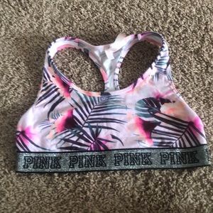 Unlined pink sports bra